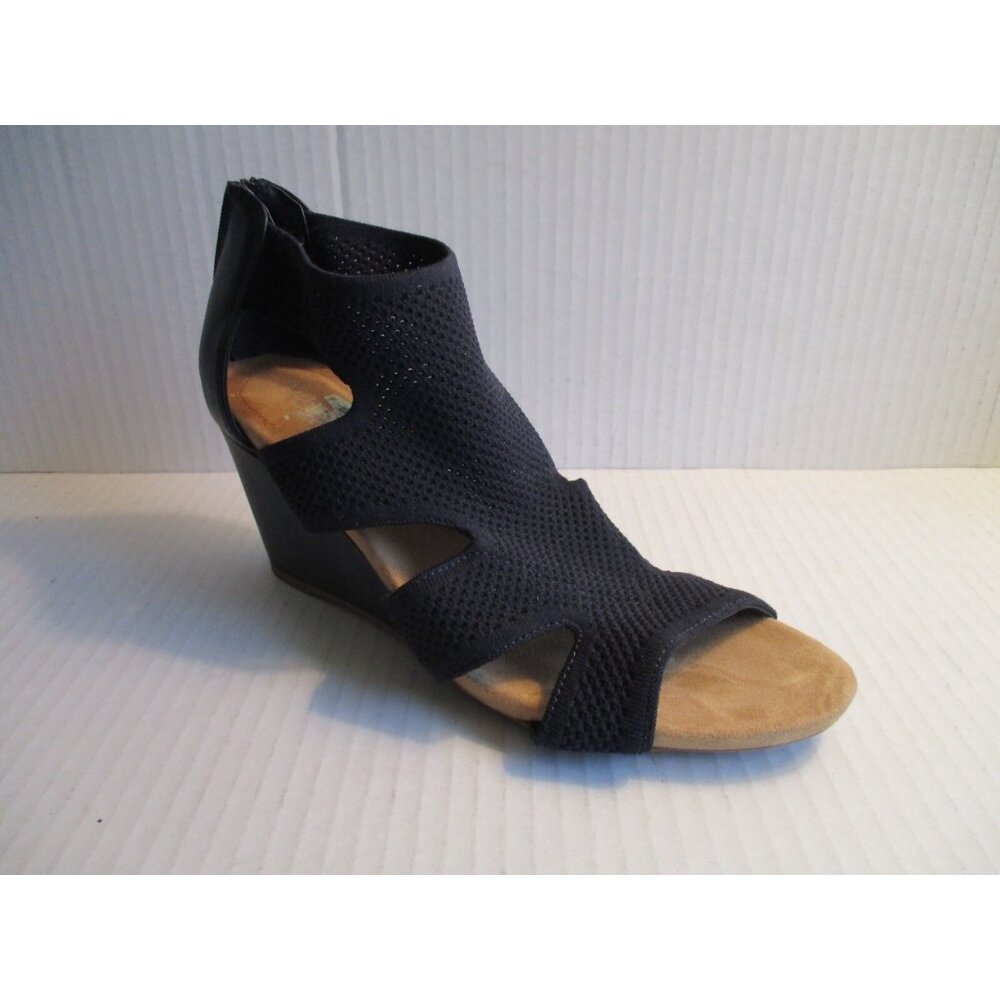 *ALFANI Black Strappy Open Toe Sandals Zip Back Closure - 9.5M